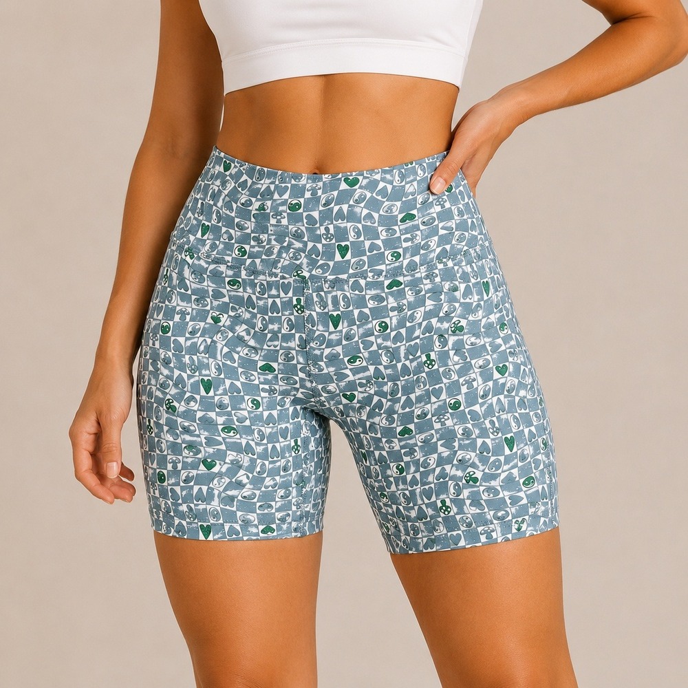 NWT EleVen Venus Williams S Blue Retro‎ High Rise Biker Shorts Tennis Running
